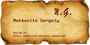 Matkovits Gergely névjegykártya